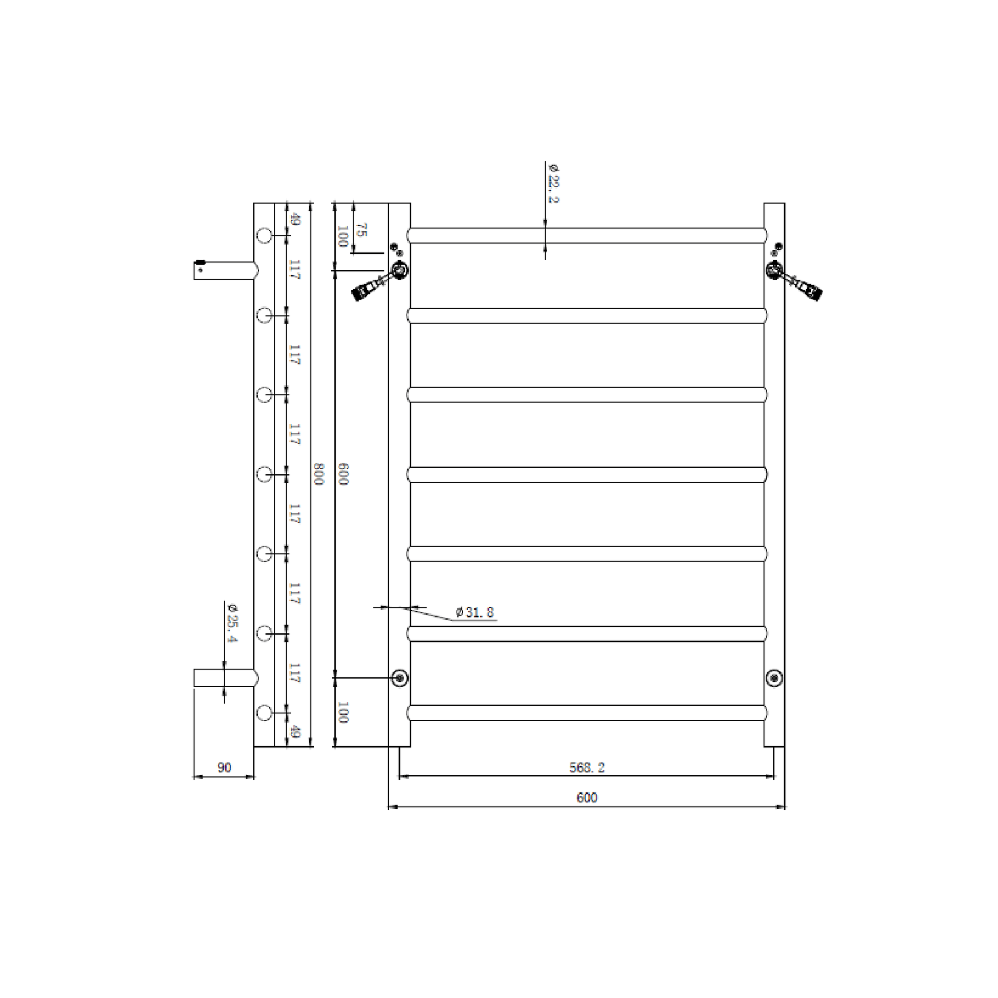 MELA - KOSI Heated Towel Ladder Gun Metal 600x800MMHeated Towel Rails – available at Bathroom City Perth