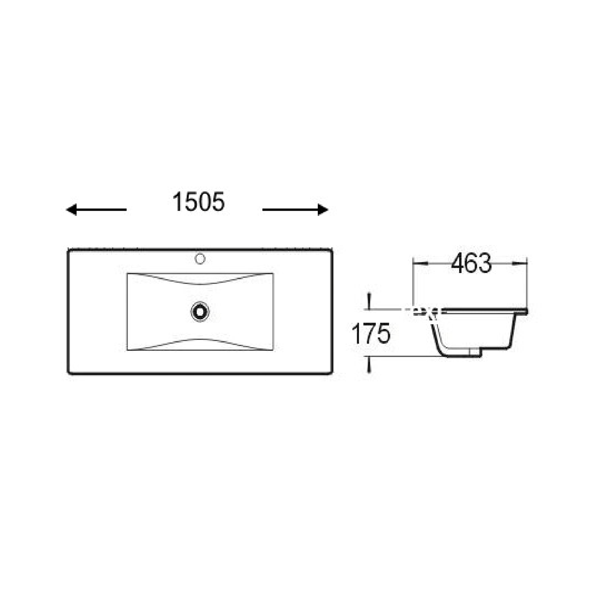 MELA - LUCCA 1500mm Single Ceramic TopBasins – available at Bathroom City Perth