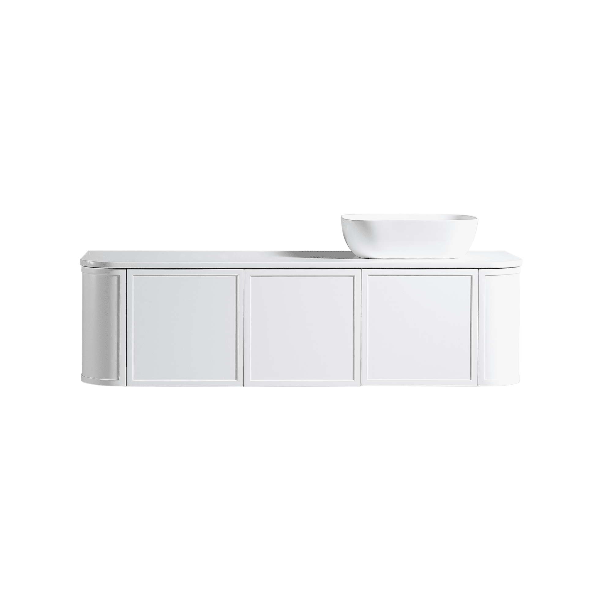 MELA - LUNA 1500 Matt White Curved Wall Hung Vanity with Drawer & 2 Doors - Vanities - from our - MELA - supplier–available at Bathroom City Perth