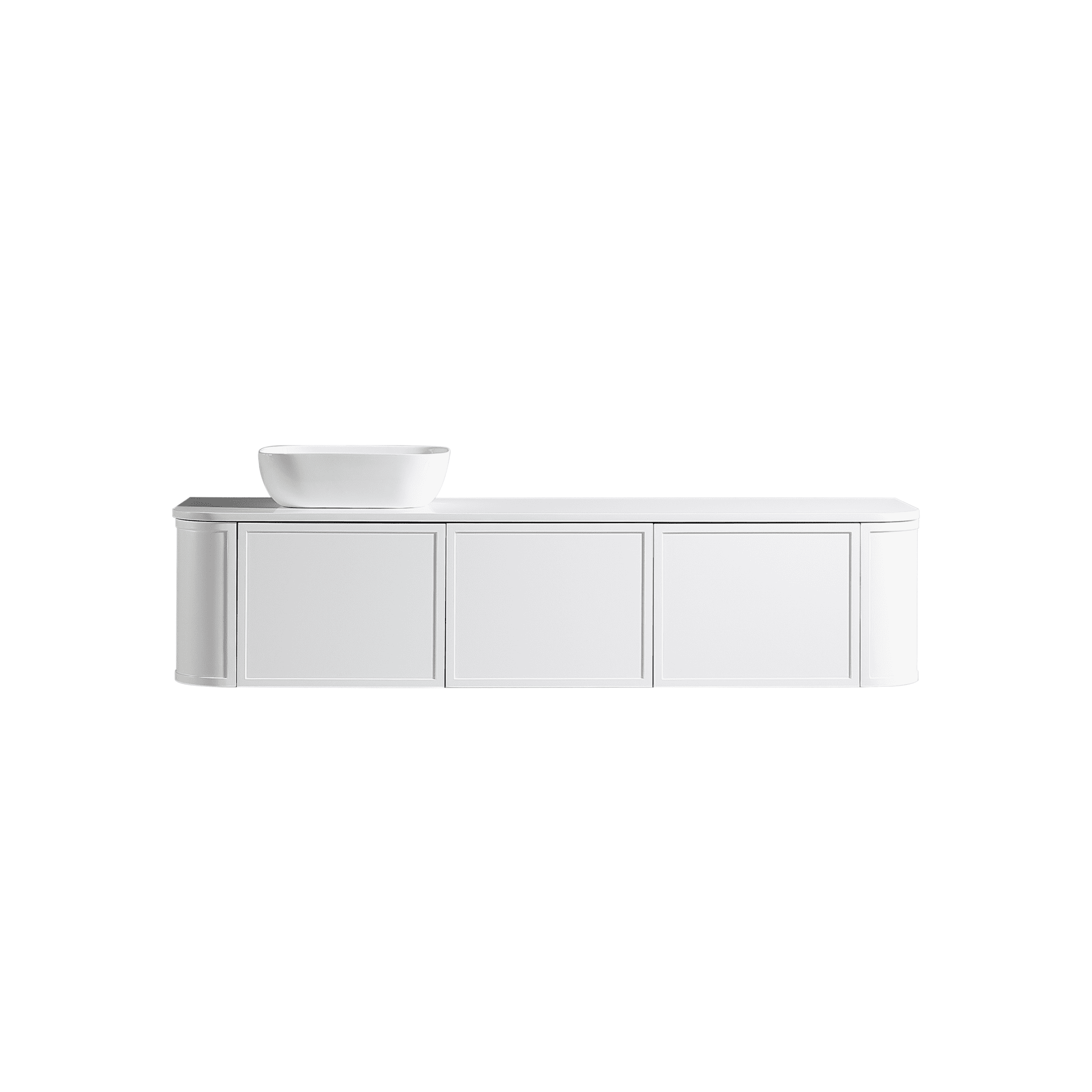 MELA - LUNA 1800 Matt White Curved Wall Hung Vanity with Drawer & 2 Doors - Vanities - from our - MELA - supplier–available at Bathroom City Perth