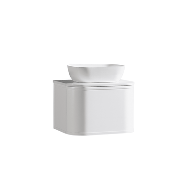 MELA - LUNA 600 Matt White Curved Wall Hung Vanity with Drawer - Vanities –available at Bathroom City Perth