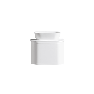 MELA - LUNA 600 Matt White Curved Wall Hung Vanity with Drawer - Vanities –available at Bathroom City Perth