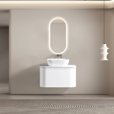 MELA - LUNA 750 Matt White Curved Wall Hung Vanity with Drawer - from our - MELA - supplier–available at Bathroom City Perth
