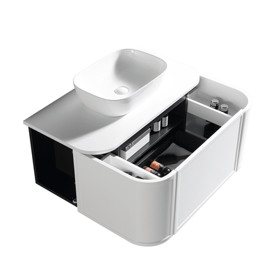 MELA - LUNA 900 Matt White Curved Wall Hung Vanity with Drawer - from our MELA - supplier–available at Bathroom City Perth