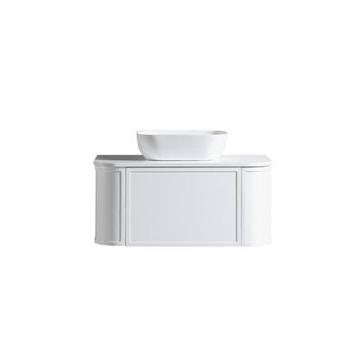 MELA - LUNA 900 Matt White Curved Wall Hung Vanity with Drawer - from our MELA - supplier–available at Bathroom City Perth
