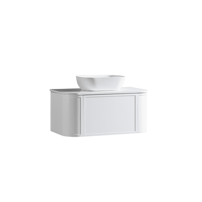 MELA - LUNA 900 Matt White Curved Wall Hung Vanity with Drawer - from our MELA - supplier–available at Bathroom City Perth