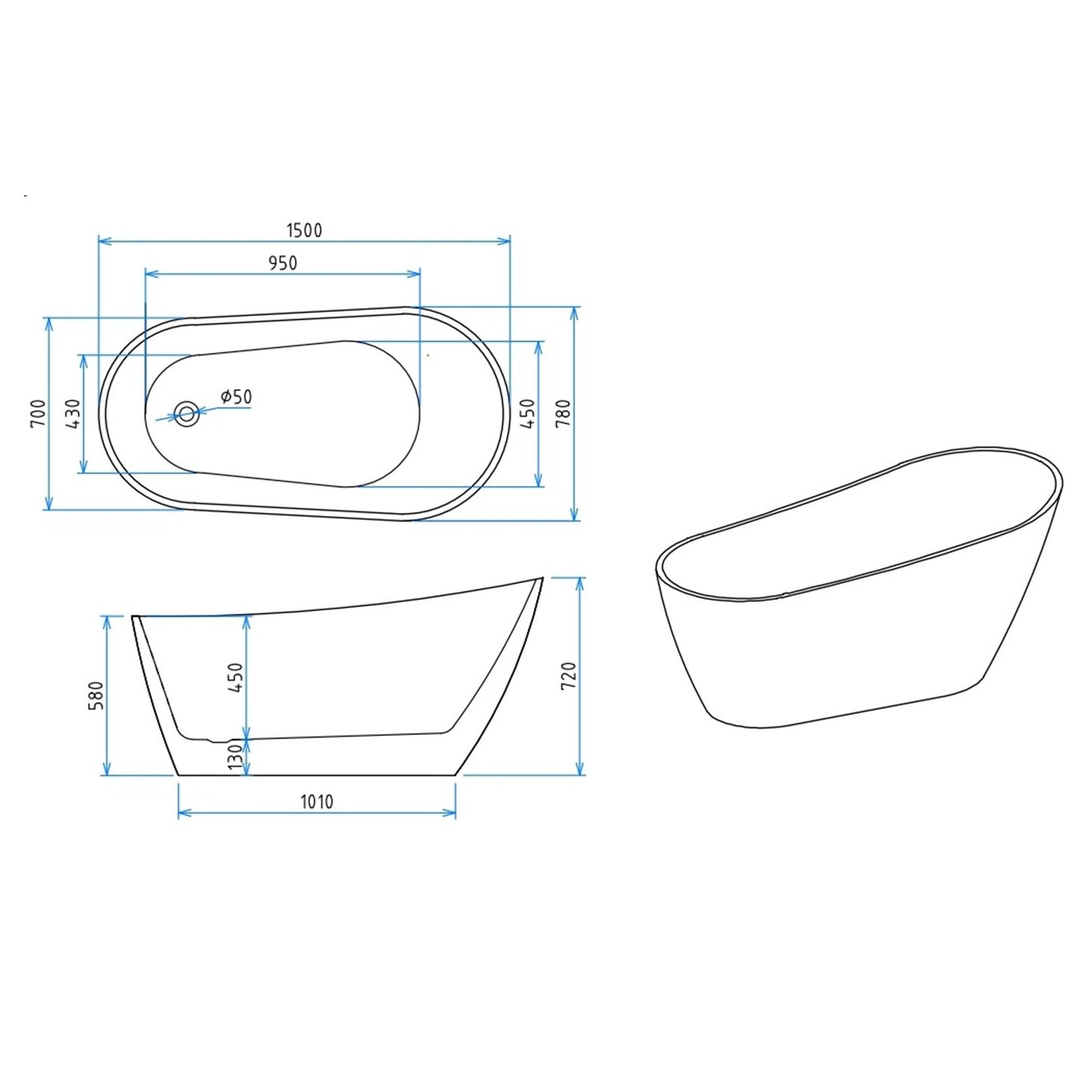 MELA - MAYA 1500 High Back Free Standing Bath - Baths - from our - MELA - supplier–available at Bathroom City Perth