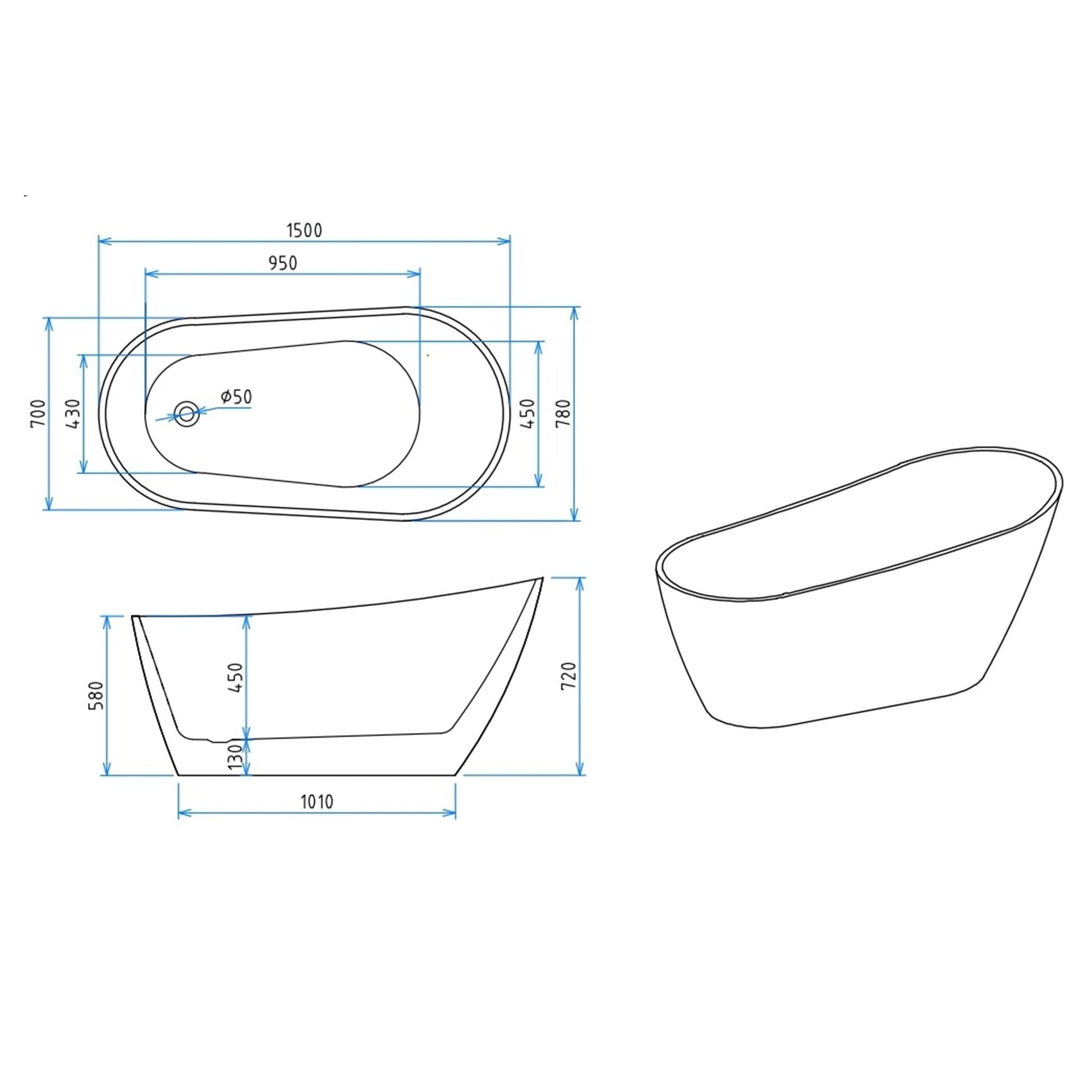 MELA - MAYA 1500 High Back Free Standing Bath - Baths - from our - MELA - supplier–available at Bathroom City Perth