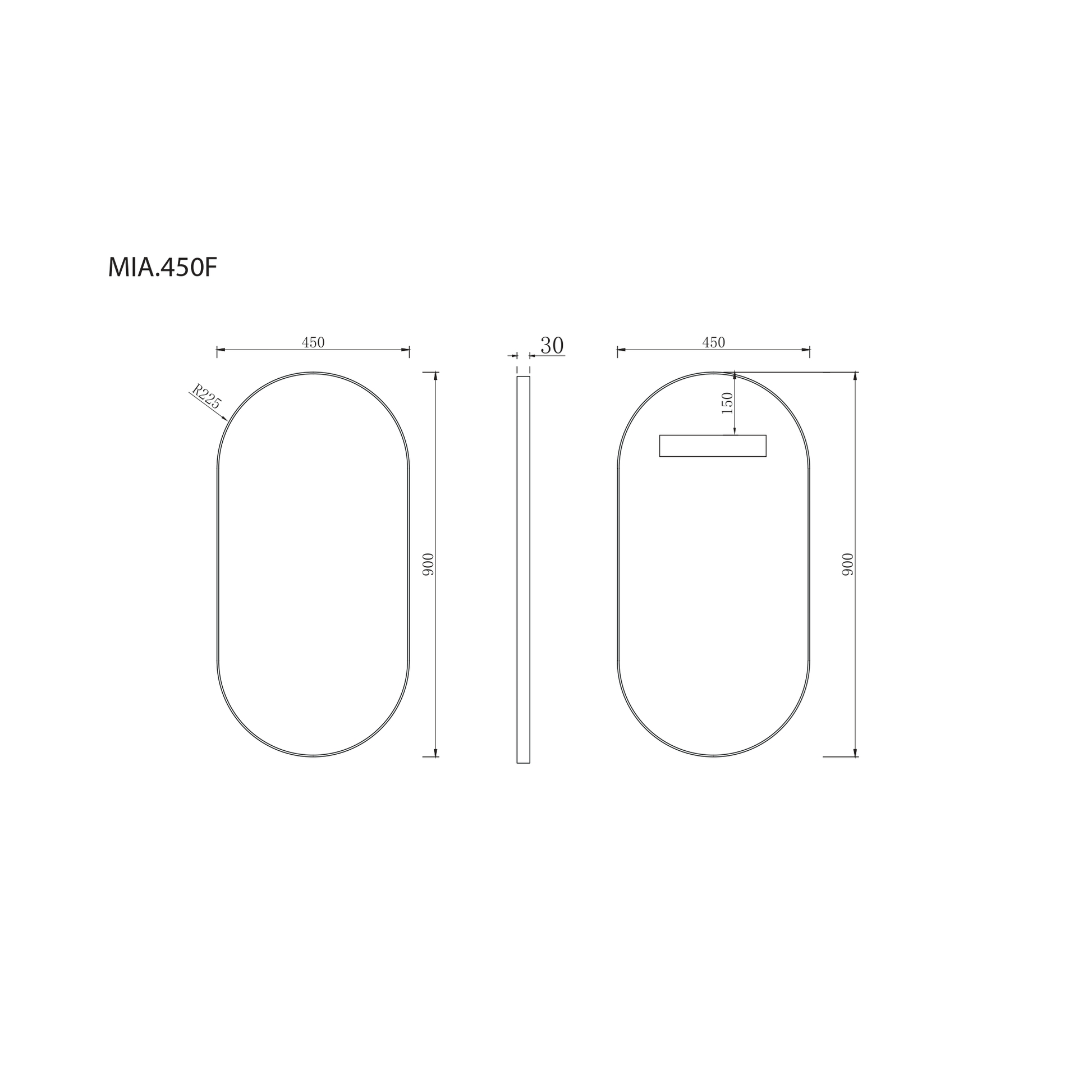 MELA - MIA 450 Oval Mirror Gun Metal FrameMirror – available at Bathroom City Perth