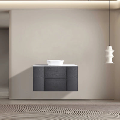 MELA - MILANO 1200 Black Oak Wall Hung Vanity with 2 Doors & Drawers-Vanities-from our-MELA-supplier–available at Bathroom City Perth