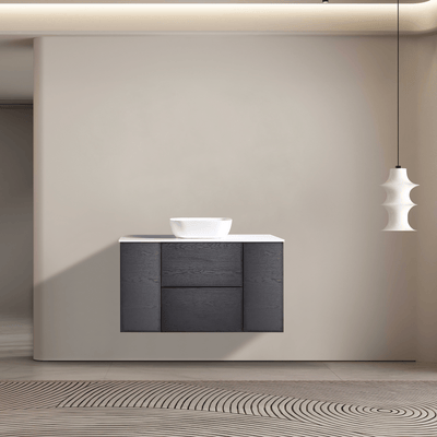 MELA - MILANO 1200 Black Oak Wall Hung Vanity with 2 Doors & Drawers - Vanities –available at Bathroom City Perth