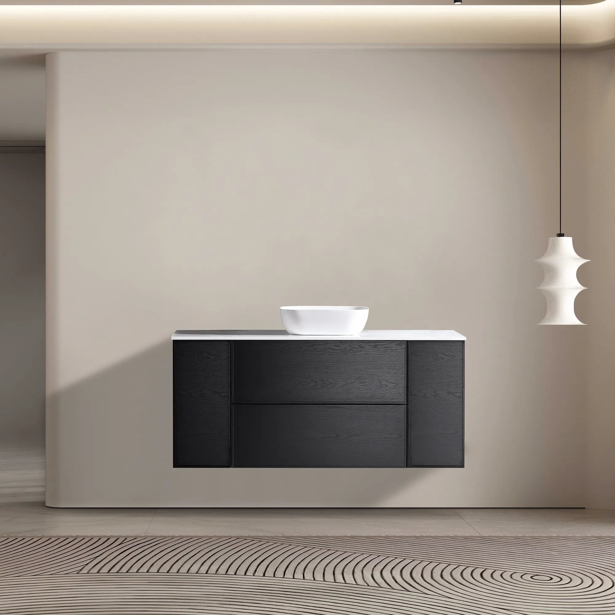 MELA - MILANO 1500 Black Oak Wall Hung Vanity with 2 Doors & Drawers-Vanities-from our-MELA-supplier–available at Bathroom City Perth