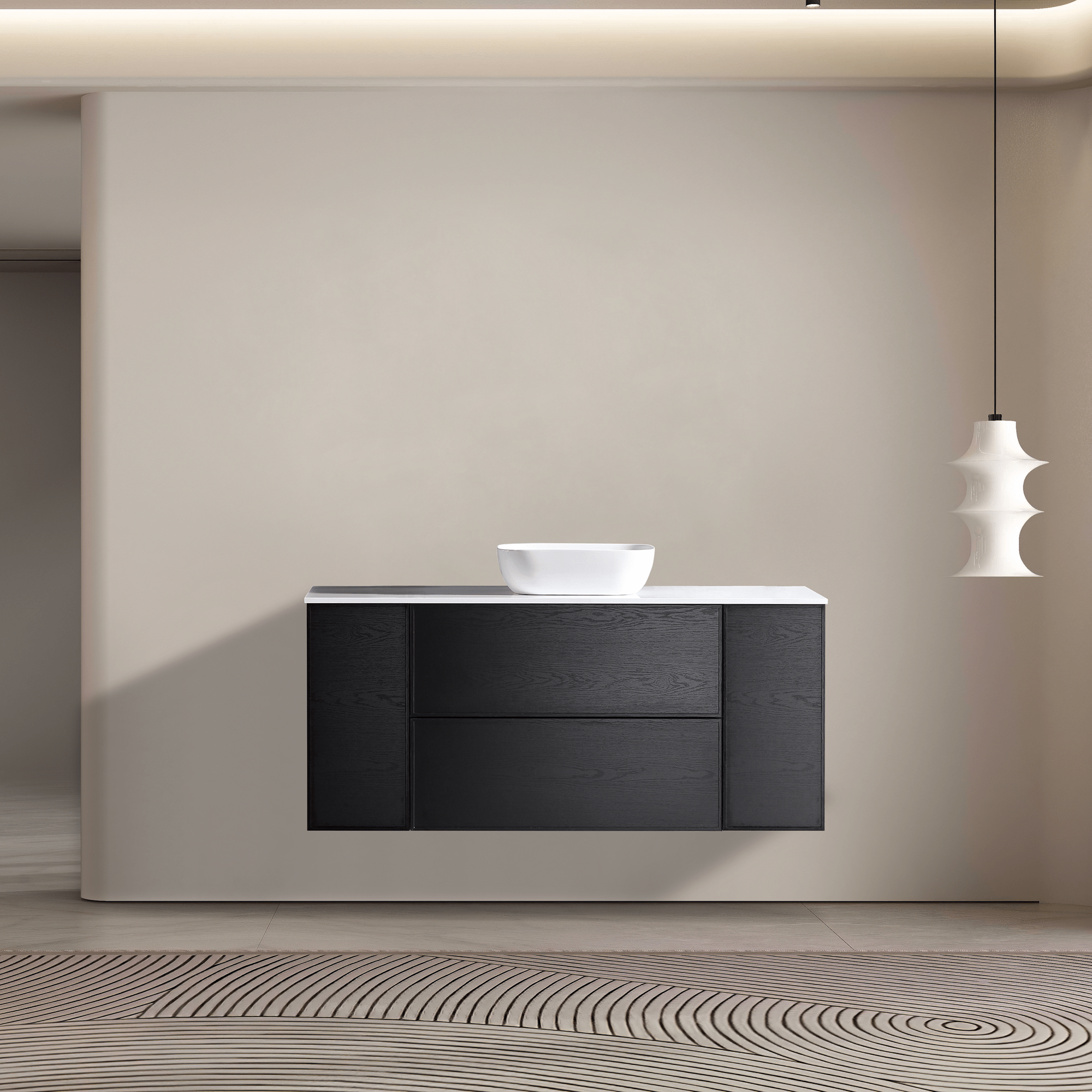 MELA - MILANO 1500 Black Oak Wall Hung Vanity with 2 Doors & Drawers available at Bathroom City Perth