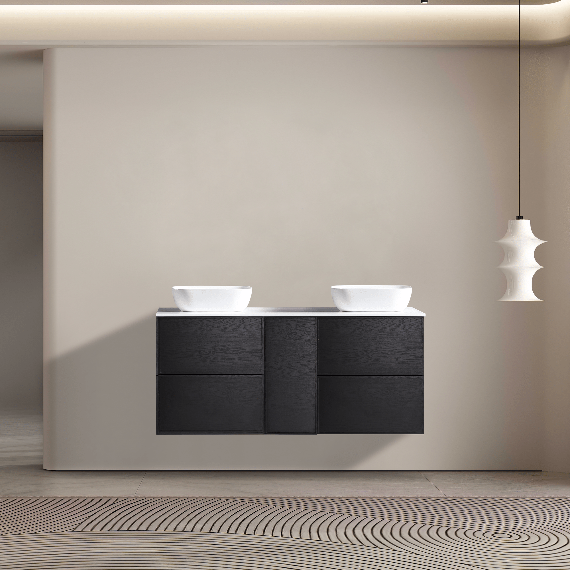 MELA - MILANO 1500 Black Oak Wall Hung Vanity with Door & 2 Drawers - from our MELA supplier–available at Bathroom City Perth