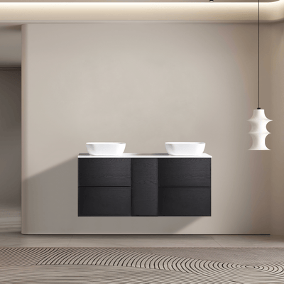 MELA - MILANO 1500 Black Oak Wall Hung Vanity with Door & 2 Drawers - from our MELA supplier–available at Bathroom City Perth