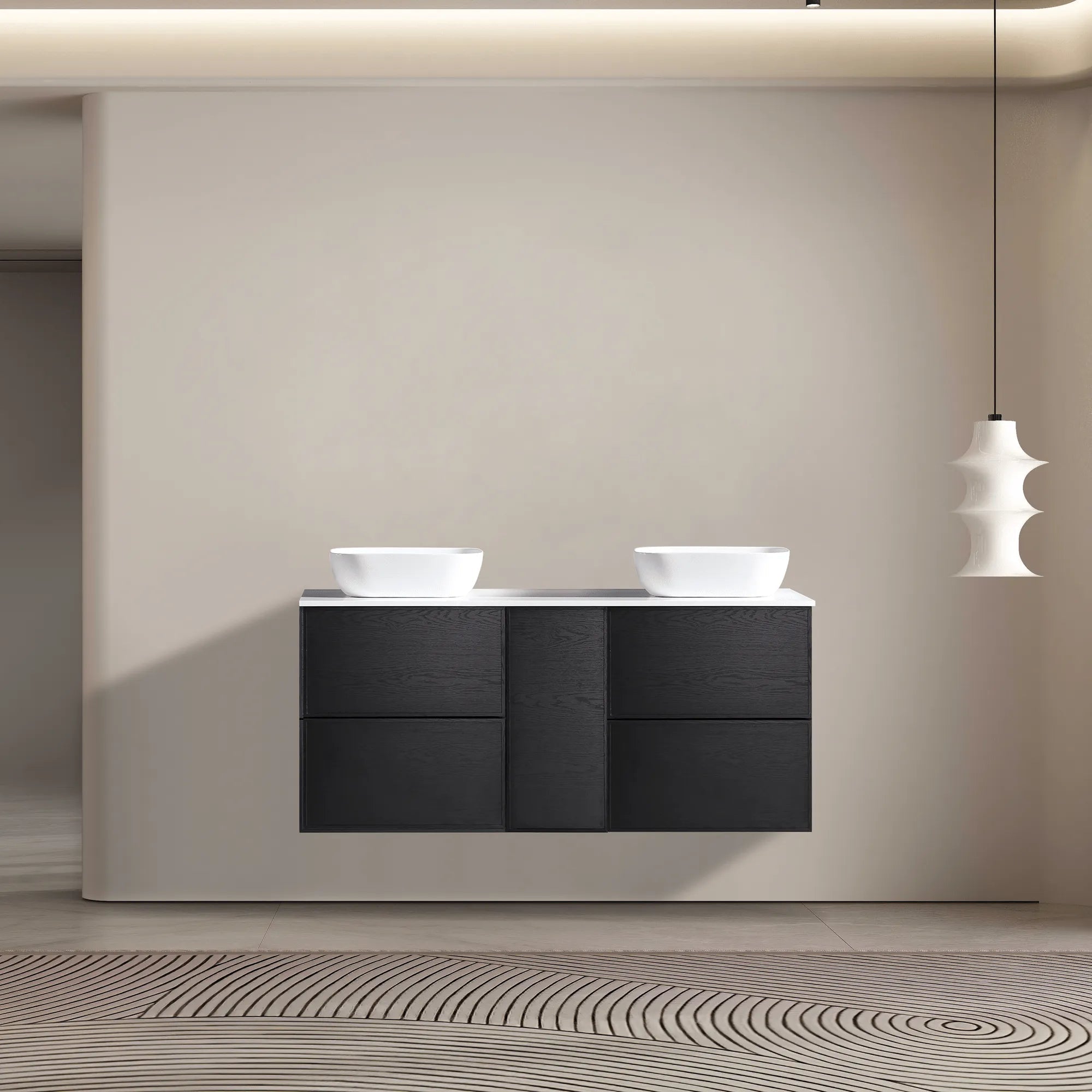 MELA - MILANO 1500 Black Oak Wall Hung Vanity with Door & 2 Drawers-Vanities-from our-MELA-supplier–available at Bathroom City Perth