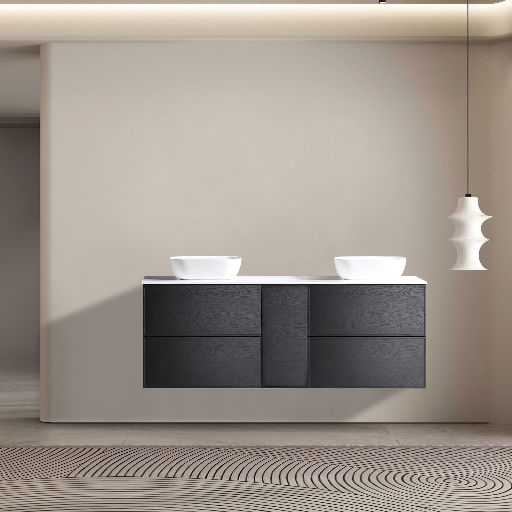 MELA - MILANO 1800 Black Oak Wall Hung Vanity with Door & 2 Drawers - Vanities –available at Bathroom City Perth