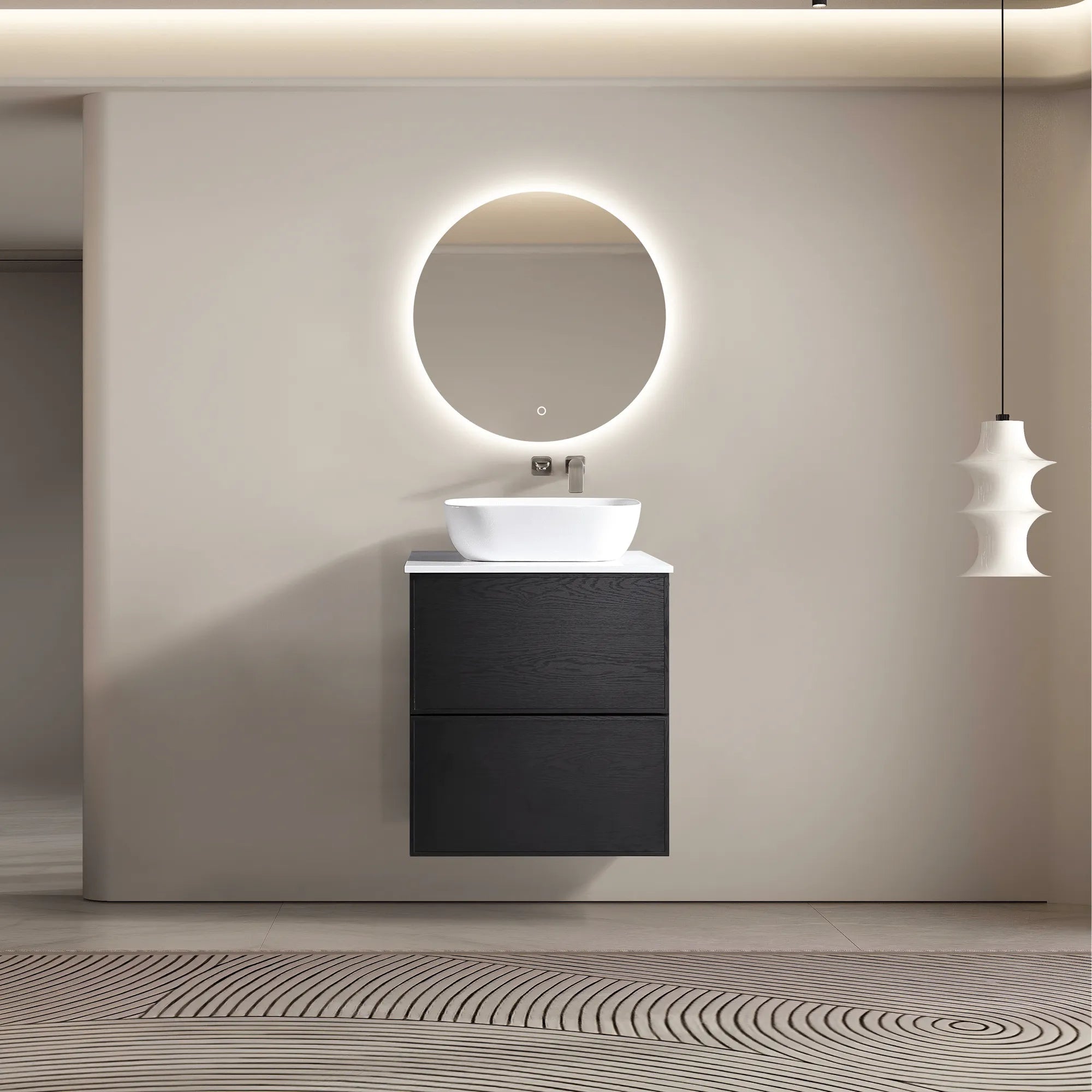 MELA - MILANO 600 Black Oak Wall Hung Vanity with Drawers-Vanities-from our-MELA-supplier–available at Bathroom City Perth
