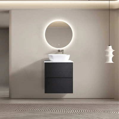 MELA - MILANO 600 Black Oak Wall Hung Vanity with Drawers-Vanities-from our-MELA-supplier–available at Bathroom City Perth