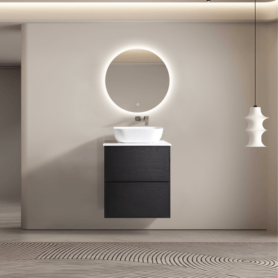 MELA - MILANO 600 Black Oak Wall Hung Vanity with Drawers  from our - MELA - supplier–available at Bathroom City Perth