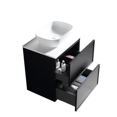 MELA - MILANO 600 Black Oak Wall Hung Vanity with Drawers  from our - MELA - supplier–available at Bathroom City Perth