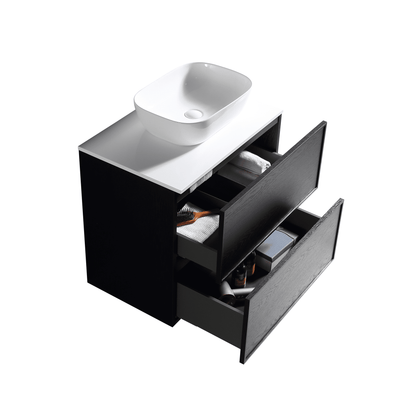 MELA - MILANO 750 Black Oak Wall Hung Vanity with Drawers - Vanities - from our - MELA - supplier–available at Bathroom City Perth