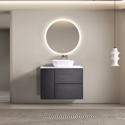 MELA - MILANO 900 Black Oak Wall Hung Vanity with Drawers and Door - Vanities –available at Bathroom City Perth