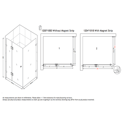 MELA - MORRIS 1000x1200mm Frameless Corner Shower ScreenShower Screen – available at Bathroom City Perth