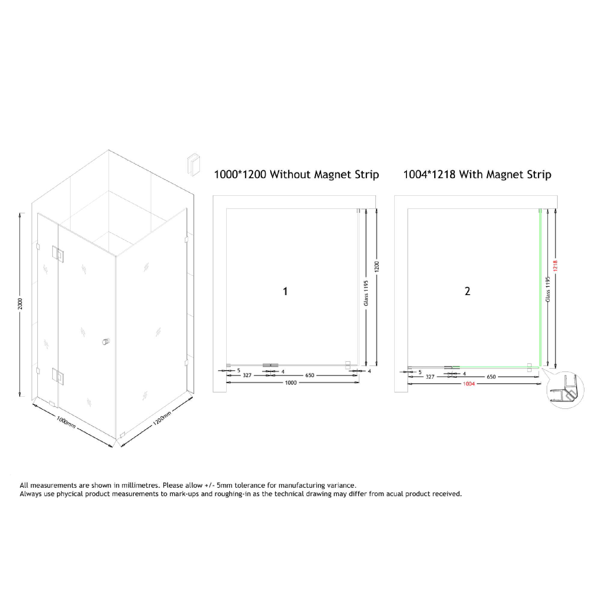 MELA - MORRIS 1000x1200mm Frameless Corner Shower Screen - Shower Screen - from our - MELA - supplier–available at Bathroom City Perth
