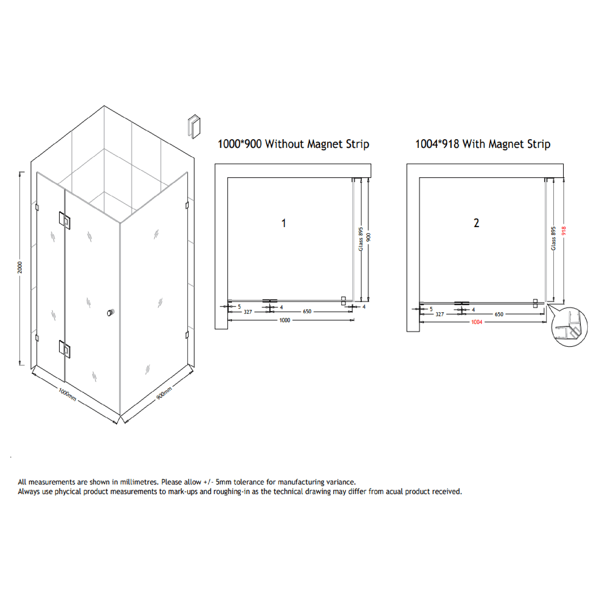 MELA - MORRIS 900x1000mm Frameless Corner Shower ScreenShower Screen – available at Bathroom City Perth