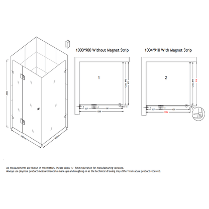MELA - MORRIS 900x1000mm Frameless Corner Shower ScreenShower Screen – available at Bathroom City Perth
