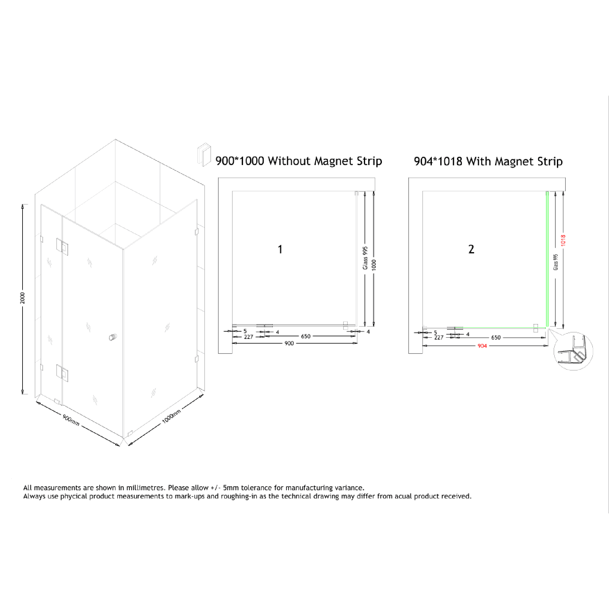 MELA - MORRIS 900x1000mm Frameless Corner Shower Screen - Shower Screen - from our - MELA - supplier–available at Bathroom City Perth