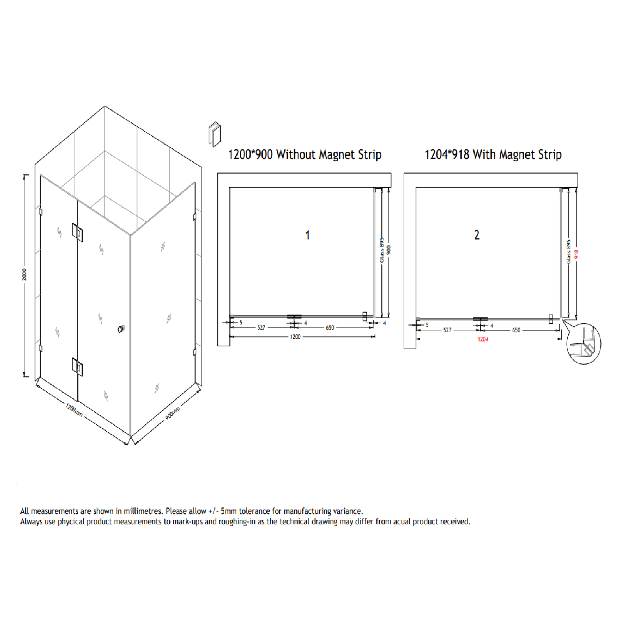 MELA - MORRIS 900x1200mm Frameless Corner Shower ScreenShower Screen – available at Bathroom City Perth