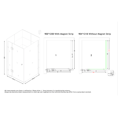 MELA - MORRIS 900x1200mm Frameless Corner Shower Screen - Shower Screen - from our - MELA - supplier–available at Bathroom City Perth