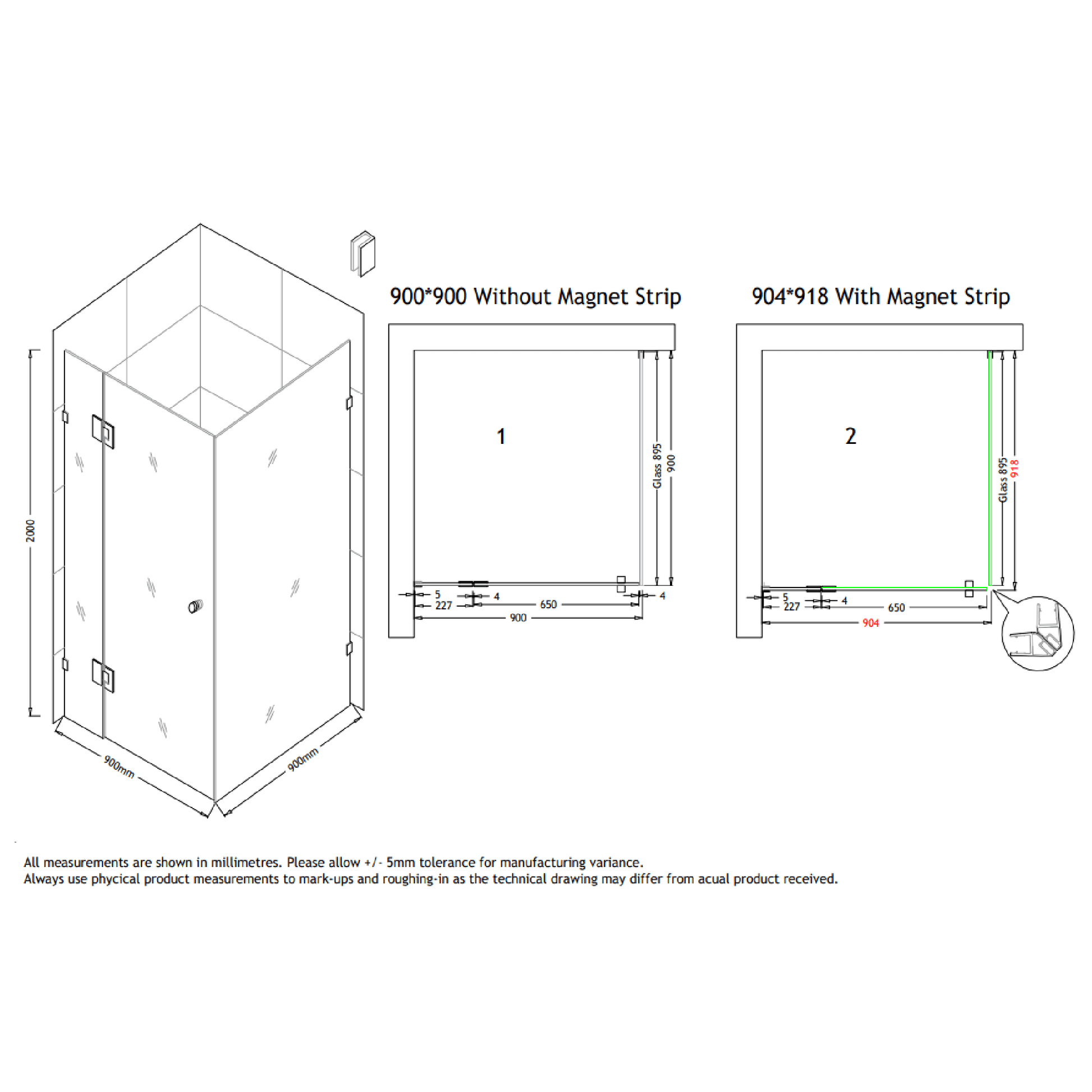 MELA - MORRIS 900x900mm Frameless Corner Shower ScreenShower Screen – available at Bathroom City Perth