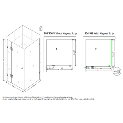 MELA - MORRIS 900x900mm Frameless Corner Shower ScreenShower Screen – available at Bathroom City Perth