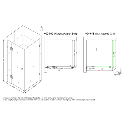 MELA - MORRIS 900x900mm Frameless Corner Shower ScreenShower Screen – available at Bathroom City Perth