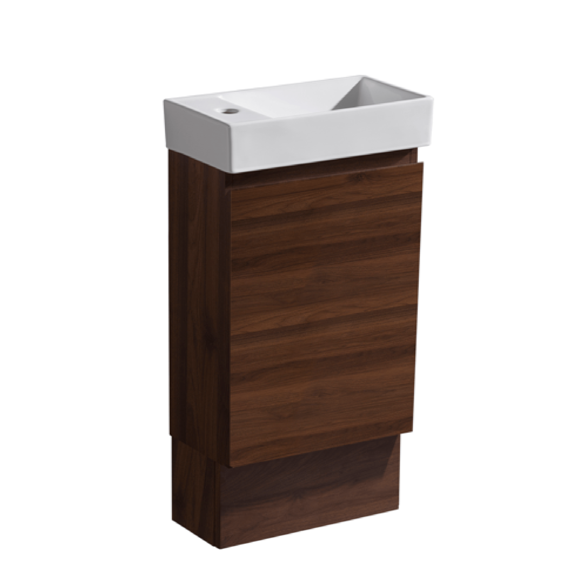 MELA - MOSES 400 Walnut Wall Hung Powder Room Vanity with DoorVanities – available at Bathroom City Perth