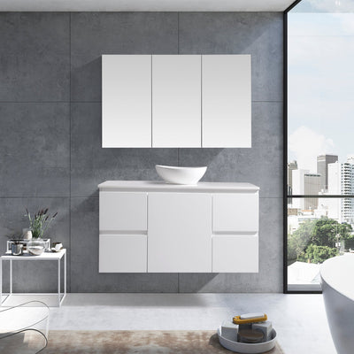 MELA - PADDY 1200 Gloss White Wall Hung Vanity with Door & Drawers - from our MELA supplier–available at Bathroom City Perth