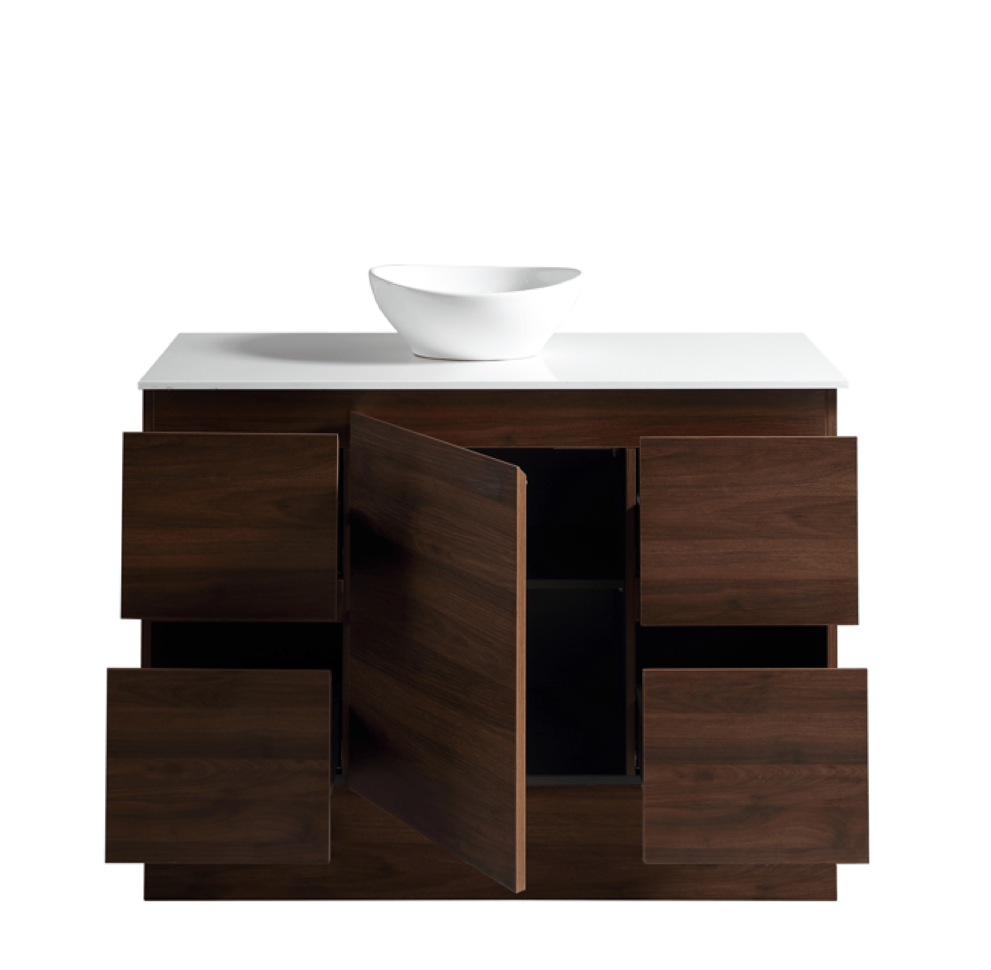 MELA - PADDY 1200 Walnut Wall Hung Vanity with Door & DrawersVanities – available at Bathroom City Perth