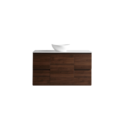 MELA - PADDY 1200 Walnut Wall Hung Vanity with Door & Drawers - Vanities - from our - MELA - supplier–available at Bathroom City Perth