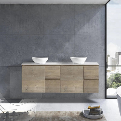 MELA - PADDY 1500 Sorrento Oak Wall Hung Vanity with Door & Drawers-Vanities-from our-MELA-supplier–available at Bathroom City Perth
