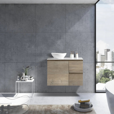 MELA - PADDY 750 Sorrento Oak Wall Hung Vanity with Door & Drawers-Vanities-from our-MELA-supplier–available at Bathroom City Perth