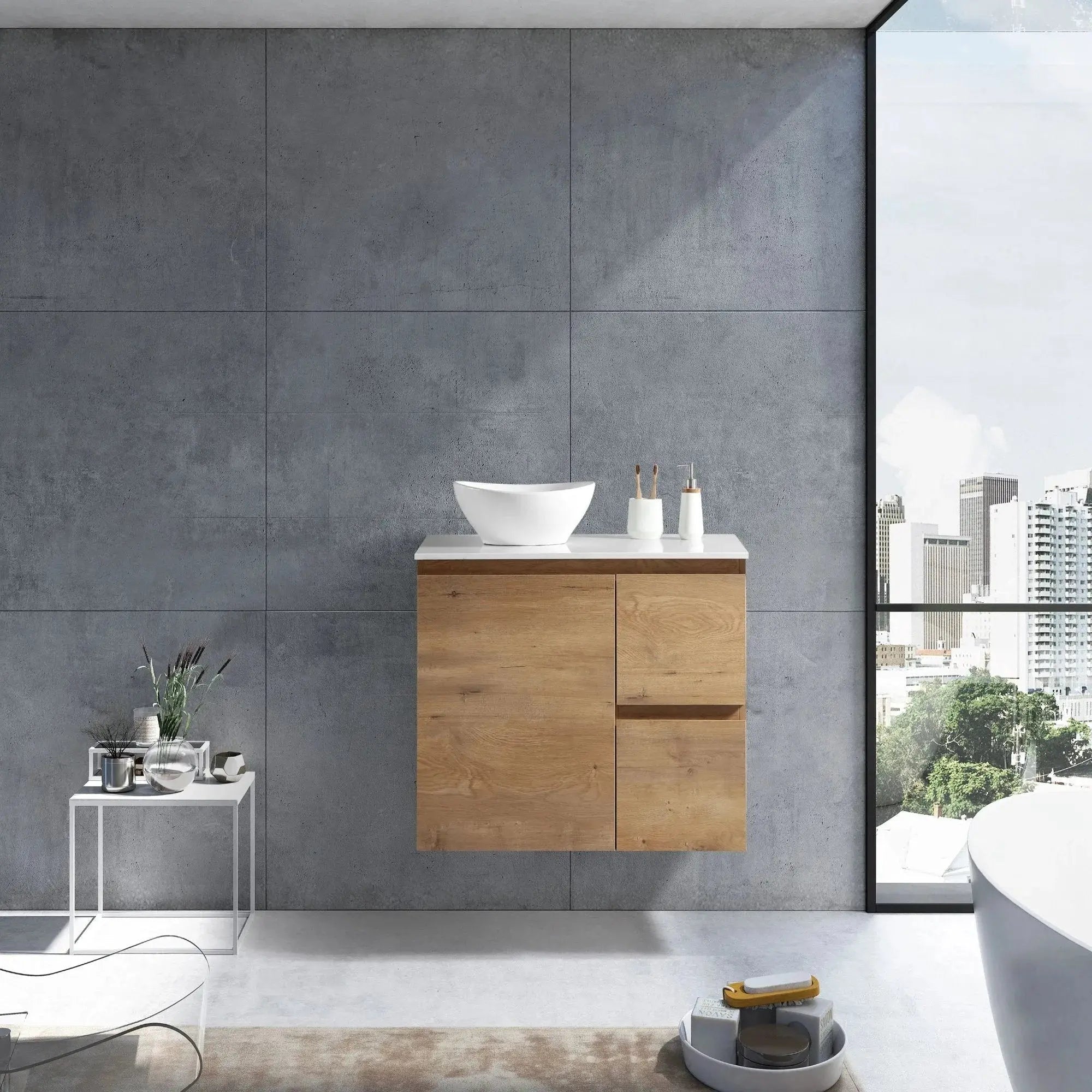 MELA - PADDY 900 Snafell Wall Hung Vanity with Door & Drawers-Vanities-from our-MELA-supplier–available at Bathroom City Perth