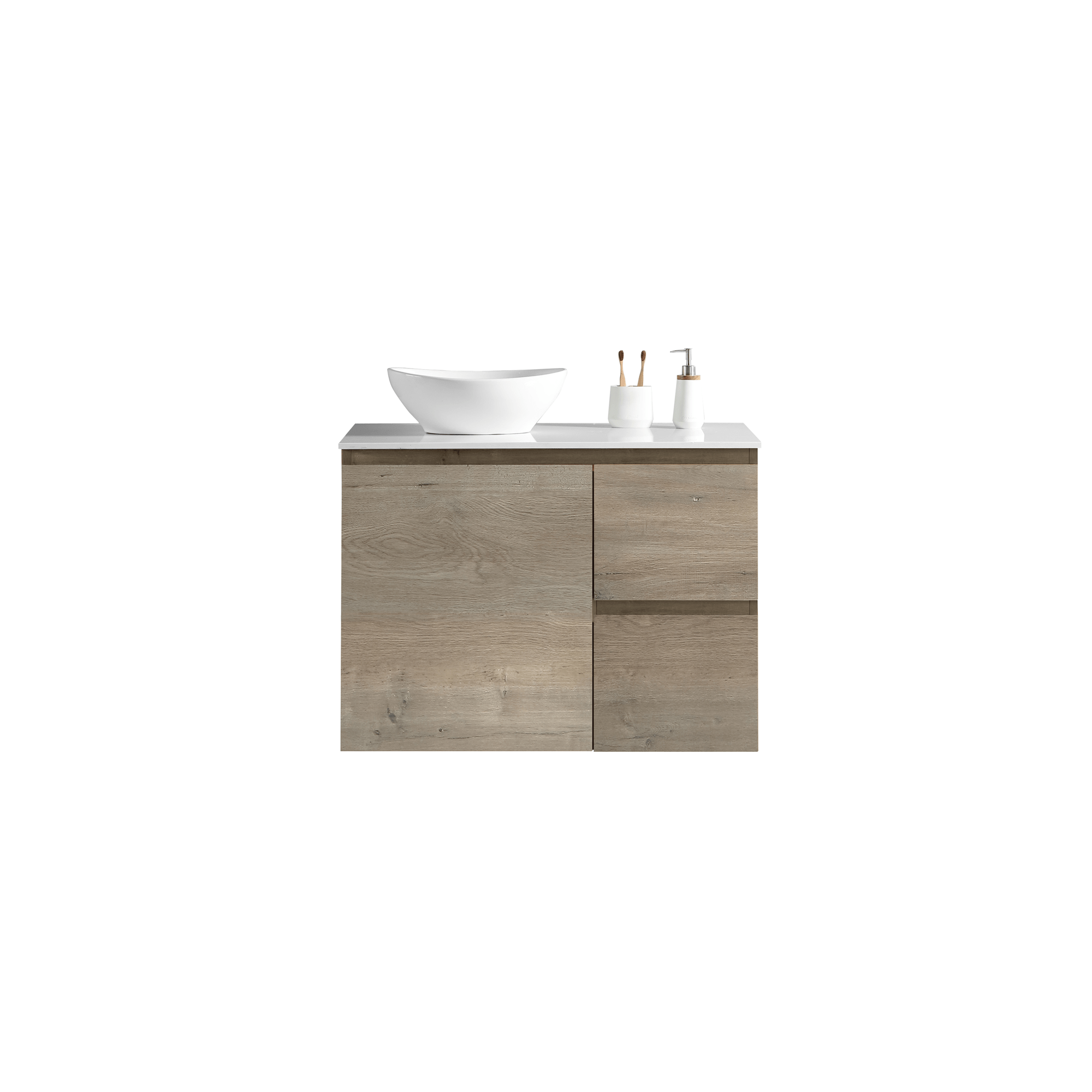 MELA - PADDY 900 Sorrento Oak Wall Hung Vanity with Door & Drawers - Vanities - from our - MELA - supplier–available at Bathroom City Perth