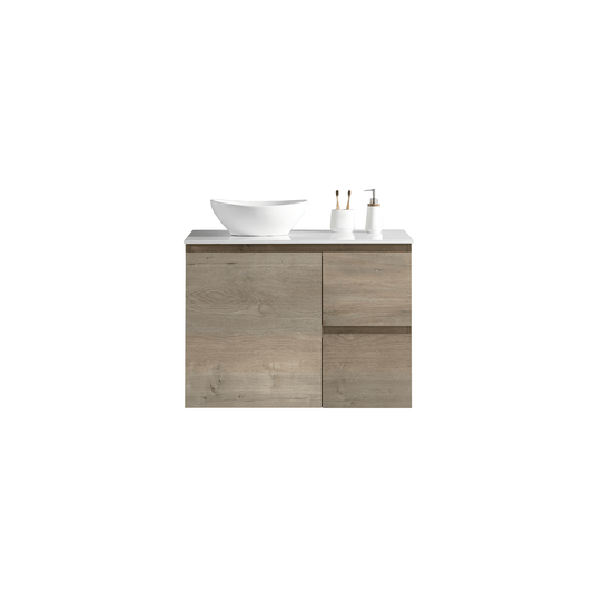MELA - PADDY 900 Sorrento Oak Wall Hung Vanity with Door & Drawers - Vanities - from our - MELA - supplier–available at Bathroom City Perth