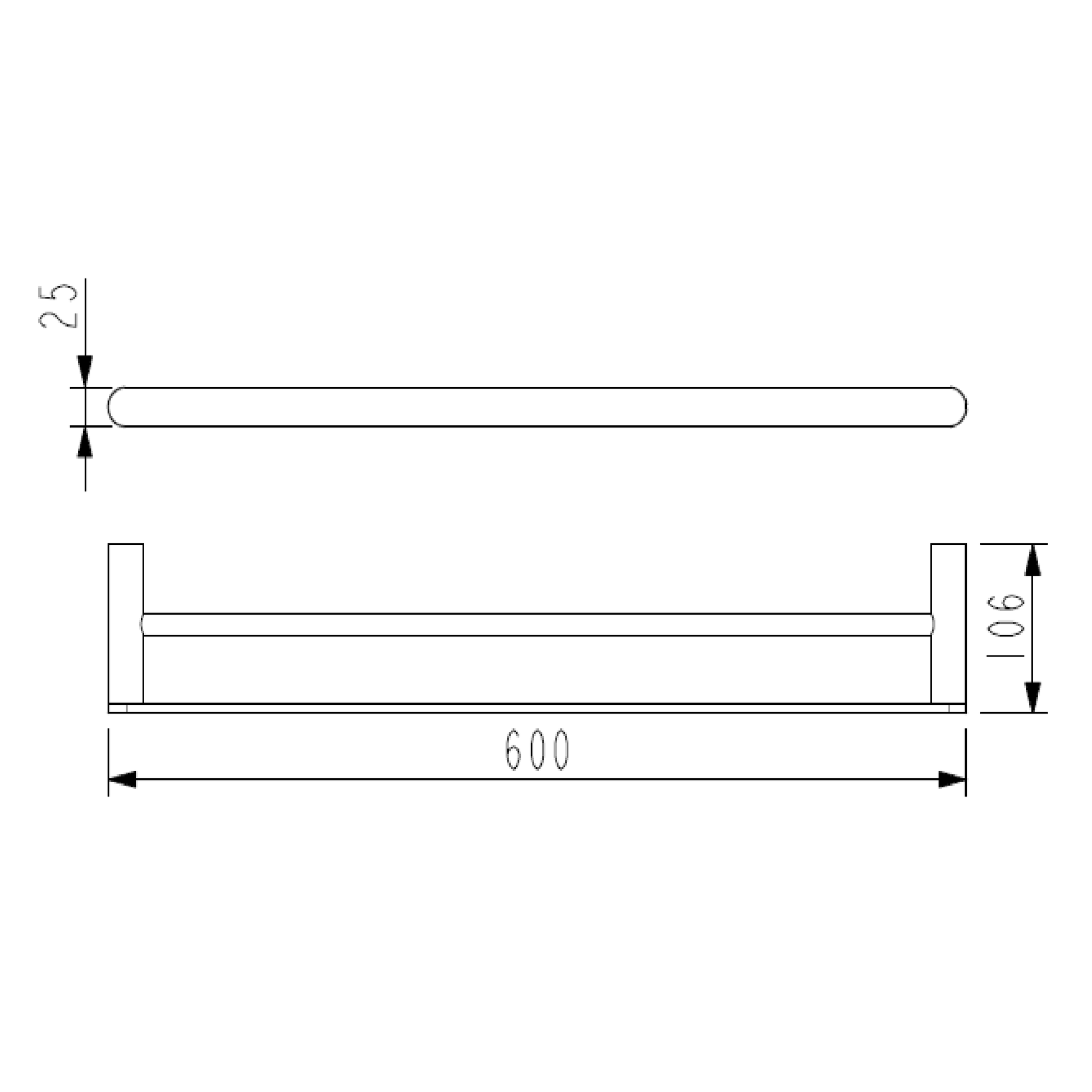MELA - PALCO/RONDO 600 Double Towel Rail Brushed BrassAccessories – available at Bathroom City Perth