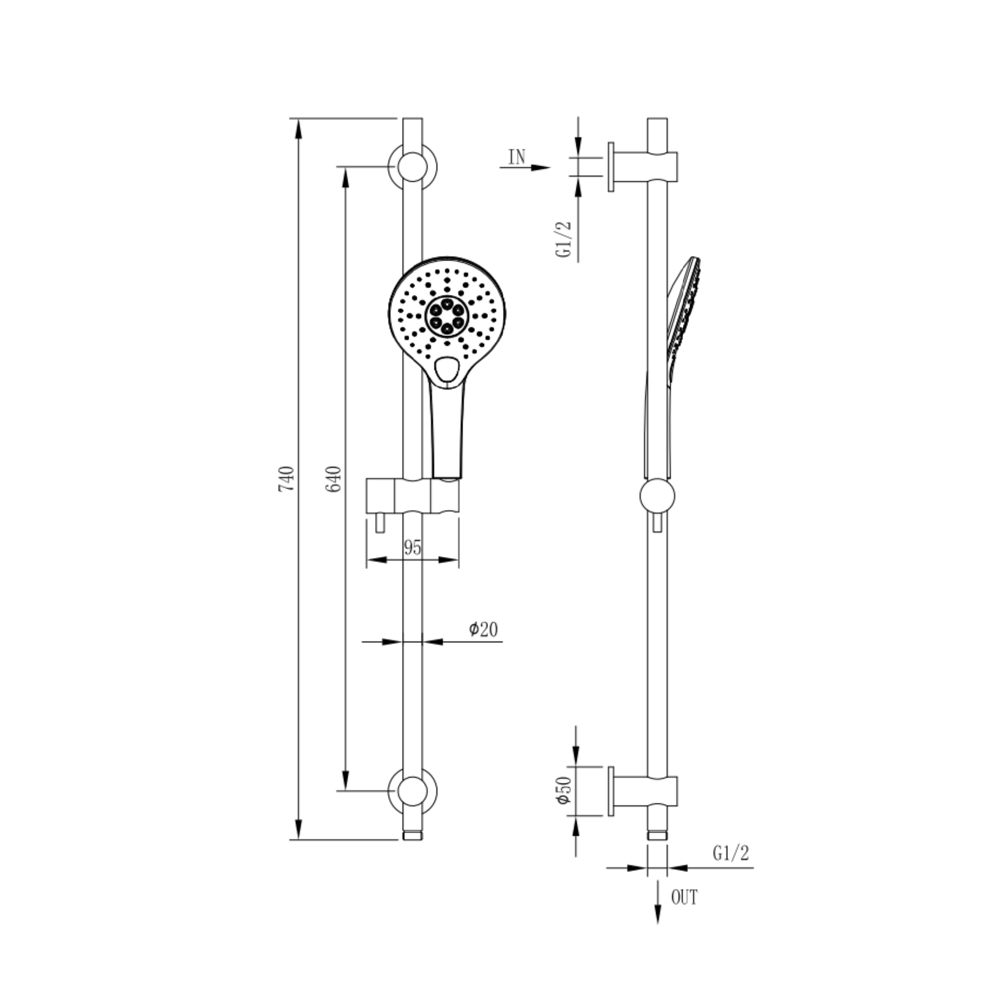 MELA - PALCO/RONDO Hand Shower Set with Rail Brushed CopperTapware from MELA – available at Bathroom City Perth
