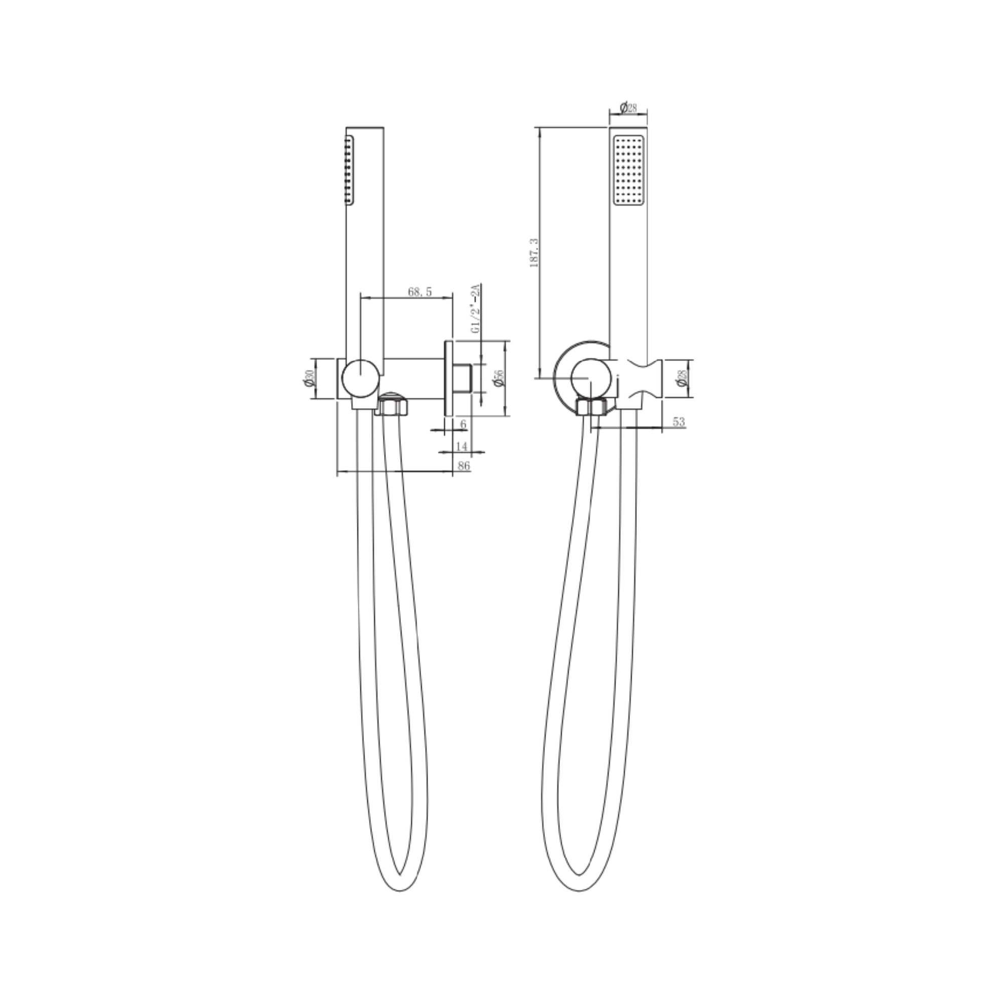 MELA - PALCO/RONDO Hand Shower Set without Rail Brushed CopperTapware from MELA – available at Bathroom City Perth
