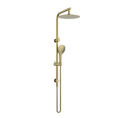 MELA - PALCO/RONDO Twin Combo Shower Set with Rail Brushed BrassTapware – available at Bathroom City Perth